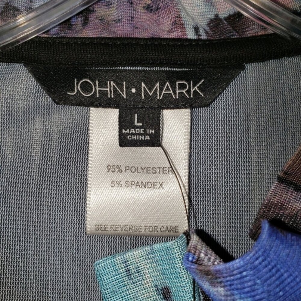 John Mark Black/Multi Color Mesh Zipper Jacket, S… - image 8